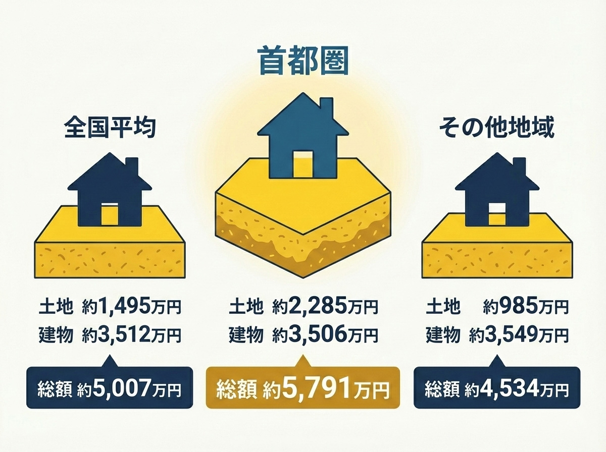 注文住宅 地域別相場 首都圏 地方 比較